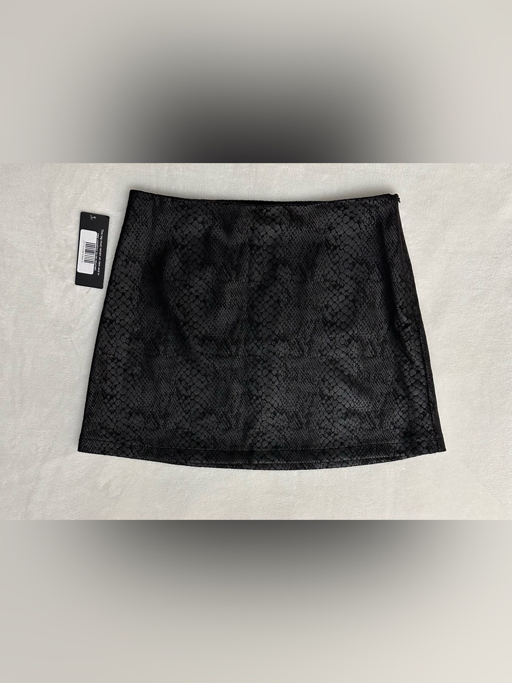 Black Snake-Embossed Mini Skirt